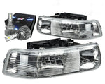 1999-2002 Chevy Tahoe Silverado 1500/2500 Headlights W/Led Slim Style Chrome DNA MOTORING