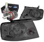 2004-2008 Ford F150/Mark Lt Crystal Headlight Lamp W/Led Slim Style Smoked DNA MOTORING