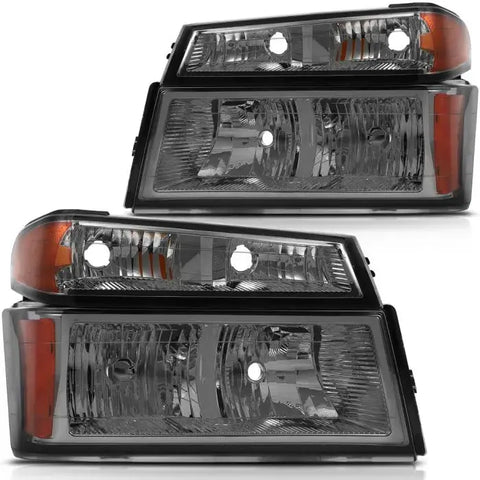 Pair Headlights Assembly Fits 2004-2012 Chevy Colorado Headlamp Assembly Set ECCPP
