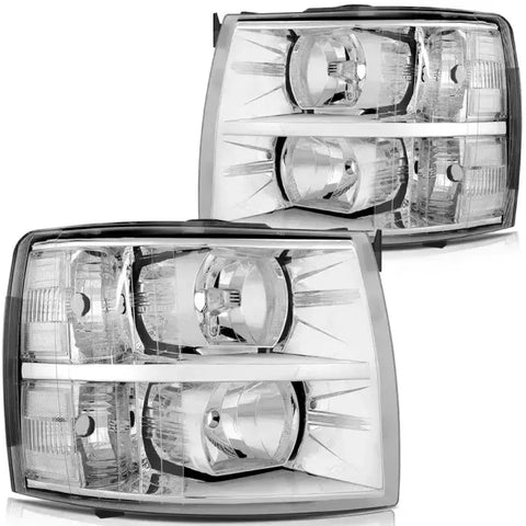 Pair Headlights Assembly For 07-2013 Chevy Silverado Halo Headamps Assembly Set ECCPP