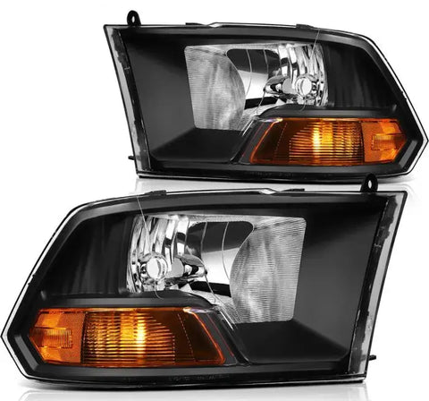 Pair Headlights Assembly Kit Fits 2009-2018 Dodge Ram 1500 Headlamp Assembly Set ECCPP