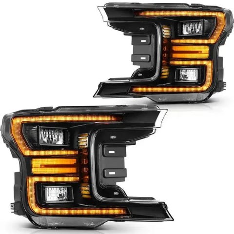 For Ford F150 2018-UP Front LED Headlights Assembly w/ Reflective Bowl Head Lamp ECCPP