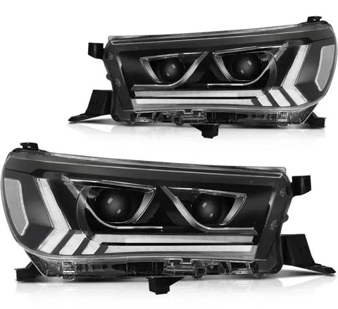 Fits 2015-up Toyota Hilux Front LED Headlights Assembly w/ Reflective Bowl Lamps ECCPP