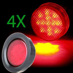 4PCS 13LED Round Side Marker Clearance Light w/Rubber Grommet Red 2.5" for Truck SUV ATV Trailer ECCPP