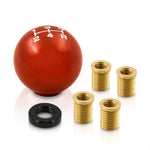 Universal 5 Speed M8 M10 M12 Ball Shift Knob Orange with White Lettering
