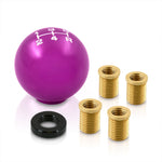 Universal 5 Speed M8 M10 M12 Ball Shift Knob Purple with White Lettering