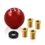 Universal 5 Speed M8 M10 M12 Ball Shift Knob Red with White Lettering