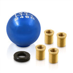 Universal 6 Speed M8 M10 M12 Ball Shift Knob Blue with White Lettering