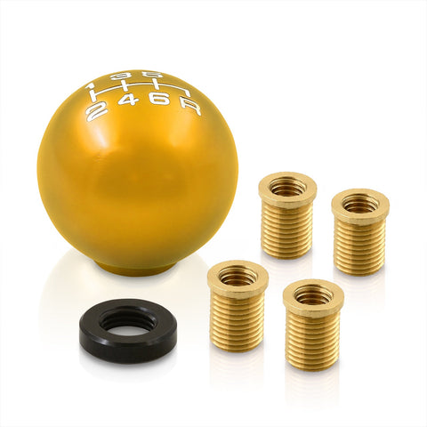 Universal 6 Speed M8 M10 M12 Ball Shift Knob Gold with Red Lettering