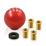 Universal 6 Speed M8 M10 M12 Ball Shift Knob Red with White Lettering