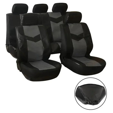 Seat Covers Combo PU Leather Auto Gray Universal Car Full Interior Front & Rear 116110 ECCPP