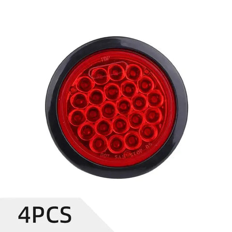 4PCS Red 24LED Round Tail/Side Marker Light 12V Surface Mount for Truck Trailer ECCPP