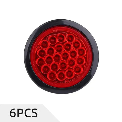 6PCS Red 24LED Round Tail/Side Marker Light 12V Surface Mount for Truck Trailer ECCPP