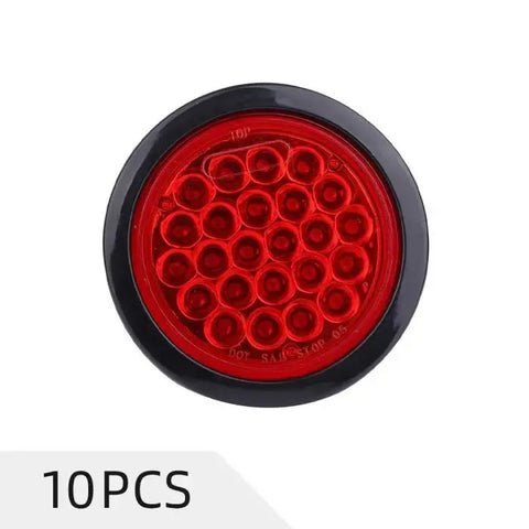 10PCS Red 24LED Round Tail/Side Marker Light 12V Surface Mount for Truck Trailer ECCPP