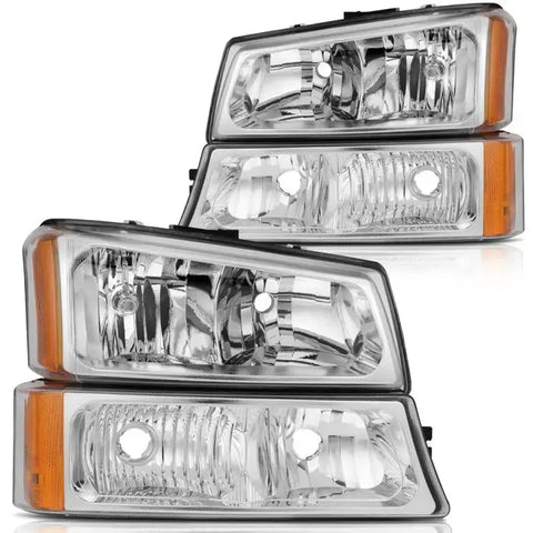 2003-2006 Chevrolet Avalanche/Silverado 1500 2500 Headlight Assembly Driver and Passenger Side Chrome Housing ECCPP