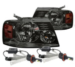 Smoked Housing Headlight+Amber Reflector+6000K White Led System Fit 04-08 F150 DNA MOTORING