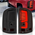 Chevrolet Silverado 2007-2013 LED Bar Tail Lights Chrome Housing Smoke Len White Tube