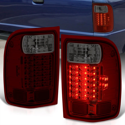 Ford Ranger 2001-2011 LED Tail Lights Chrome Housing Red Smoke Len (Excluding STX Models)