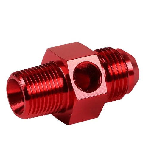 Red Anodize 8-An Flare To 3/8" Npt Fitting/Coupler+1/8" Pressure/Temp Port DNA MOTORING