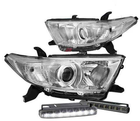 U-Halo Chrome Clear Projector Headlight+6.25"Smoked Led Drl Fit 11-13 Highlander DNA MOTORING