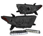 U-Halo Smoked Amber Projector Headlight+6.25" Led Drl Bar Fit 11-13 Highlander DNA MOTORING