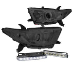 U-Halo Smoked Clear Projector Headlight+6.25" Led Drl Bar Fit 11-13 Highlander DNA MOTORING