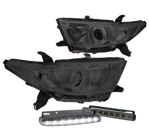U-Halo Smoked Clear Projector Headlight+6.25"Smoked Led Drl Fit 11-13 Highlander DNA MOTORING