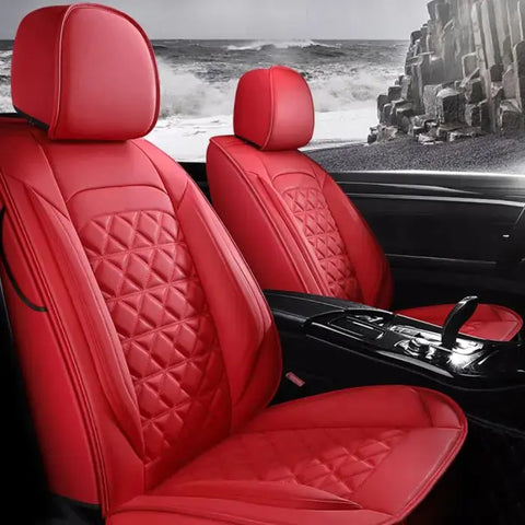 Universal Deluxe 5-Seats Car Seat Cover Front+Rear Red PU Leather Full Set 171121 ECCPP