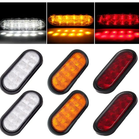 Trailer Stop Turn Tail Light 2 Red/2Amber/ 2Clear/White 10 Led Flush Mount ECCPP
