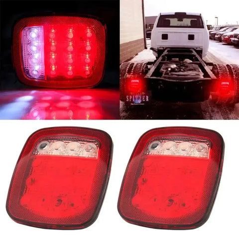 2PCS Rear Tail Lights Red/White 36LED for Trailer Off-Road Fit for 1997-2006 Jeep Wrangler ECCPP