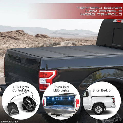2022-2024 Frontier 5 Ft Bed Lo Pro Aluminum Hard Tri Fold Tonneau Cover+LED