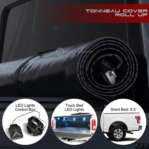 2015-2024 Ford F150 5.5' Short Bed Lock & Soft Roll Tonneau Cover+LED Lights