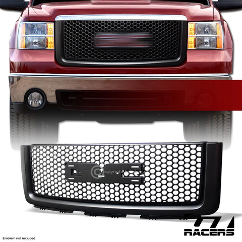2007-2013 GMC Sierra 1500 Blk Sport Round Mesh Front Bumper Grill Grille ABS