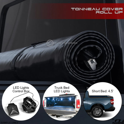 2022-2024 Ford Maverick 4.5 Ft Bed Lock & Roll Up Tonneau Cover+LED Lights