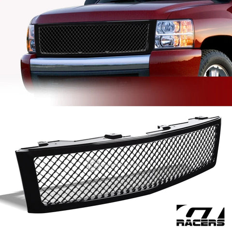 2007-2013 Chevy Silverado 1500 Glossy Black Mesh Front Bumper Grill Grille