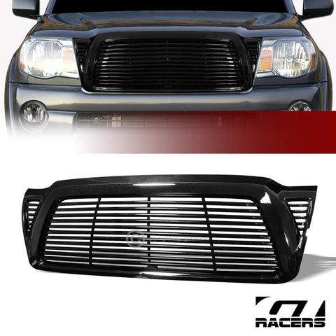 2005-2011 Tacoma Gloss Black Horizontal Front Hood Bumper Grill Grille Guard