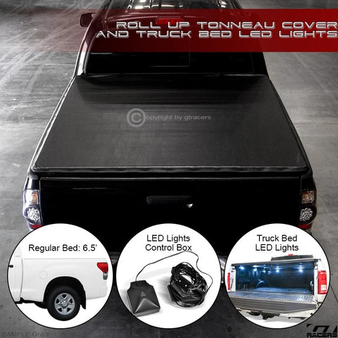 2014-2021 Toyota Tundra 6.5 Ft Bed Lock & Roll Up Tonneau Cover+LED Lights
