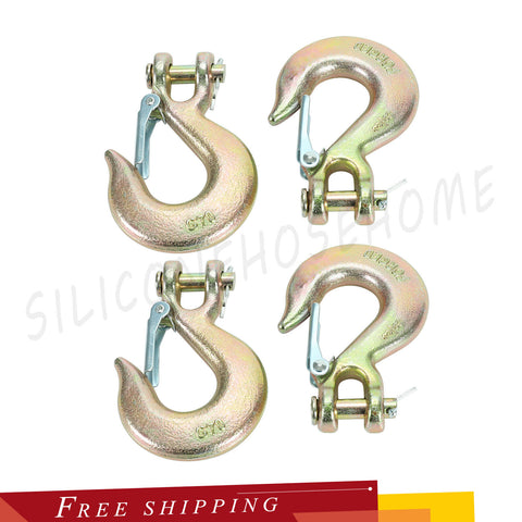 (4)3/8" Inch G70 Clevis Slip Hook Tow Chain Hook With Latch For Trailer Truck SILICONEHOSEHOME
