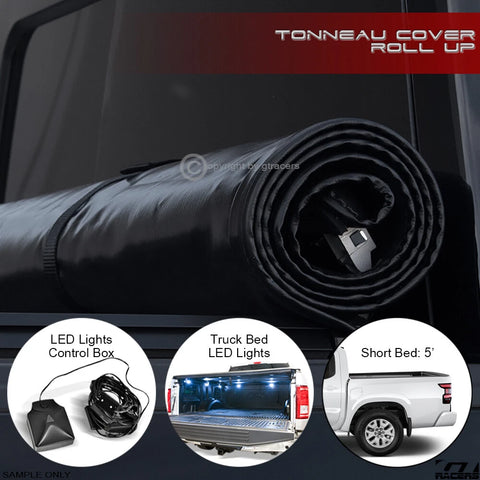 2022-2024 Frontier 5'/60" Short Bed Lock & Roll Up Tonneau Cover+LED Lights