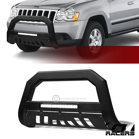 2008-2010 Grand Cherokee Matte Black AVT Aluminum LED Bull Bar Bumper Guard