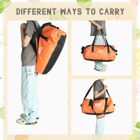 Waterproof Dry Bag 80L Duffel Travel Heavy Duty Ski Boot Bag w/ Strap & Handle