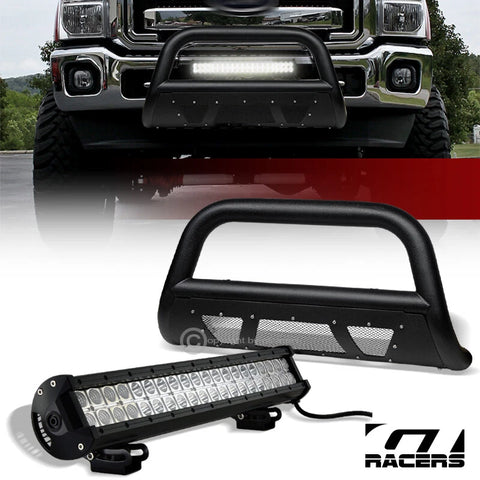 2011-2016 Ford F250/F350 Textured Black Studded Mesh Bull Bar+120W LED Light
