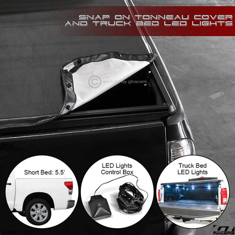 2014-2021 Toyota Tundra 5.5 Ft Bed Hidden Snap-On Tonneau Cover+LED Lights