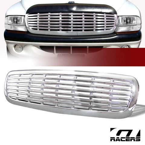 1997-2004 Dakota/Durango Chrome Horizontal Billet Front Hood Bumper Grille