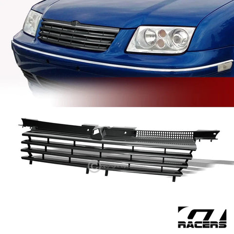 1999+ Vw Jetta 4 Mk4 Blk Badgeless Front Bumper Grill Grille w/Notch Filler