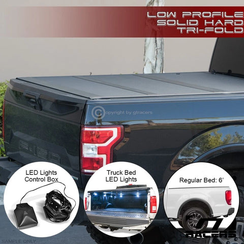 2019-2023 Ford Ranger 6'/72" Bed Low Profile Hard Tri Fold Tonneau Cover+LED