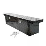 60"X12"X14" PICKUP TRUCK TRUNK BED TOOL BOX TRAILER STORAGE+LOCK BLACK ALUMINUM