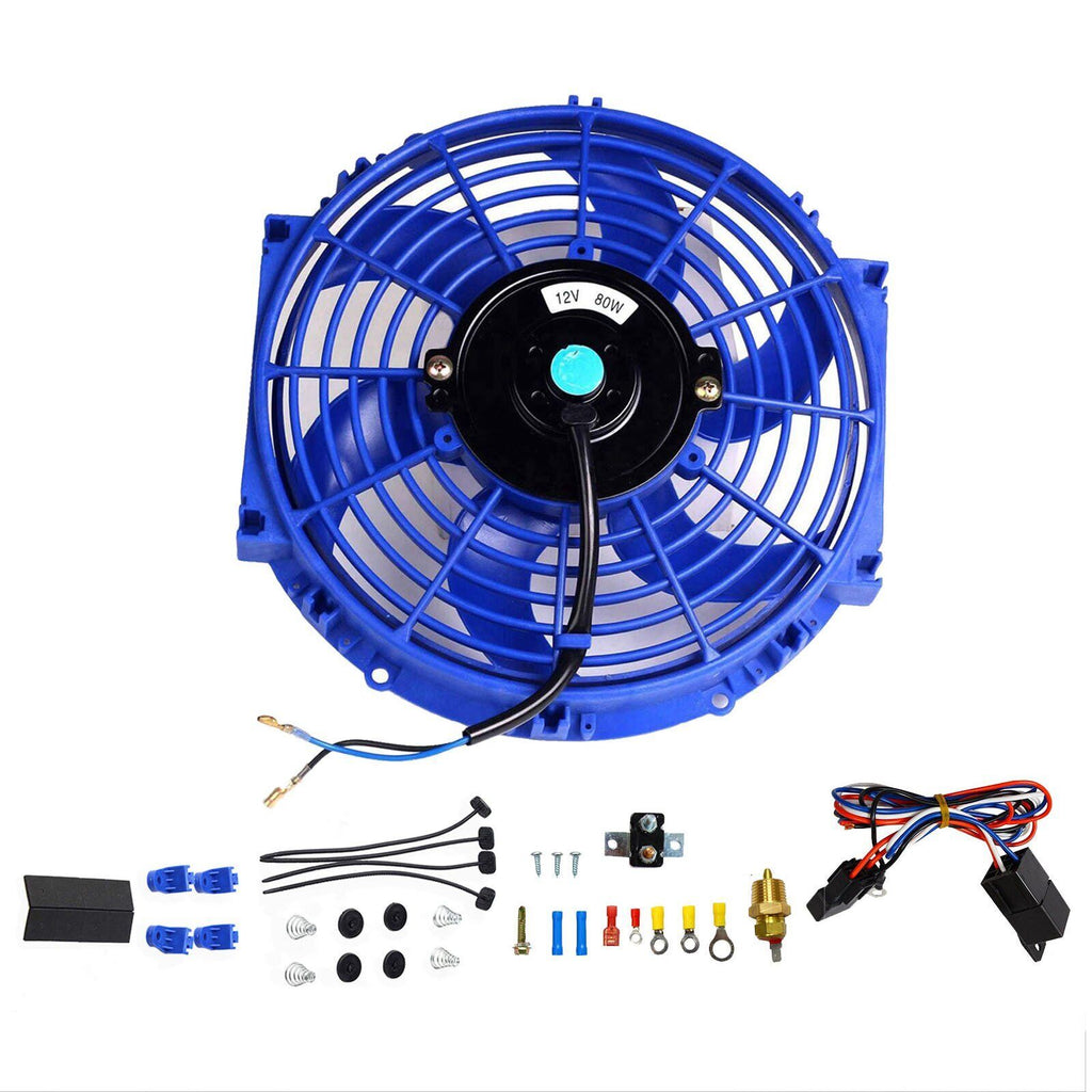 w/ 40A Thermostat Relay Mounting Kit 10" Electric Radiator Car Cooling
