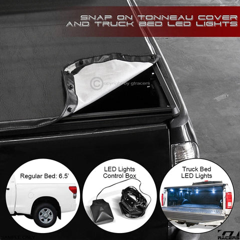 2014-2021 Toyota Tundra 6.5 Ft Bed Hidden Snap-On Tonneau Cover+LED Lights