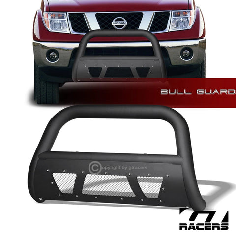 2005-2021 Nissan Frontier Matte Blk Studded Mesh Bull Bar Push Bumper Guard
